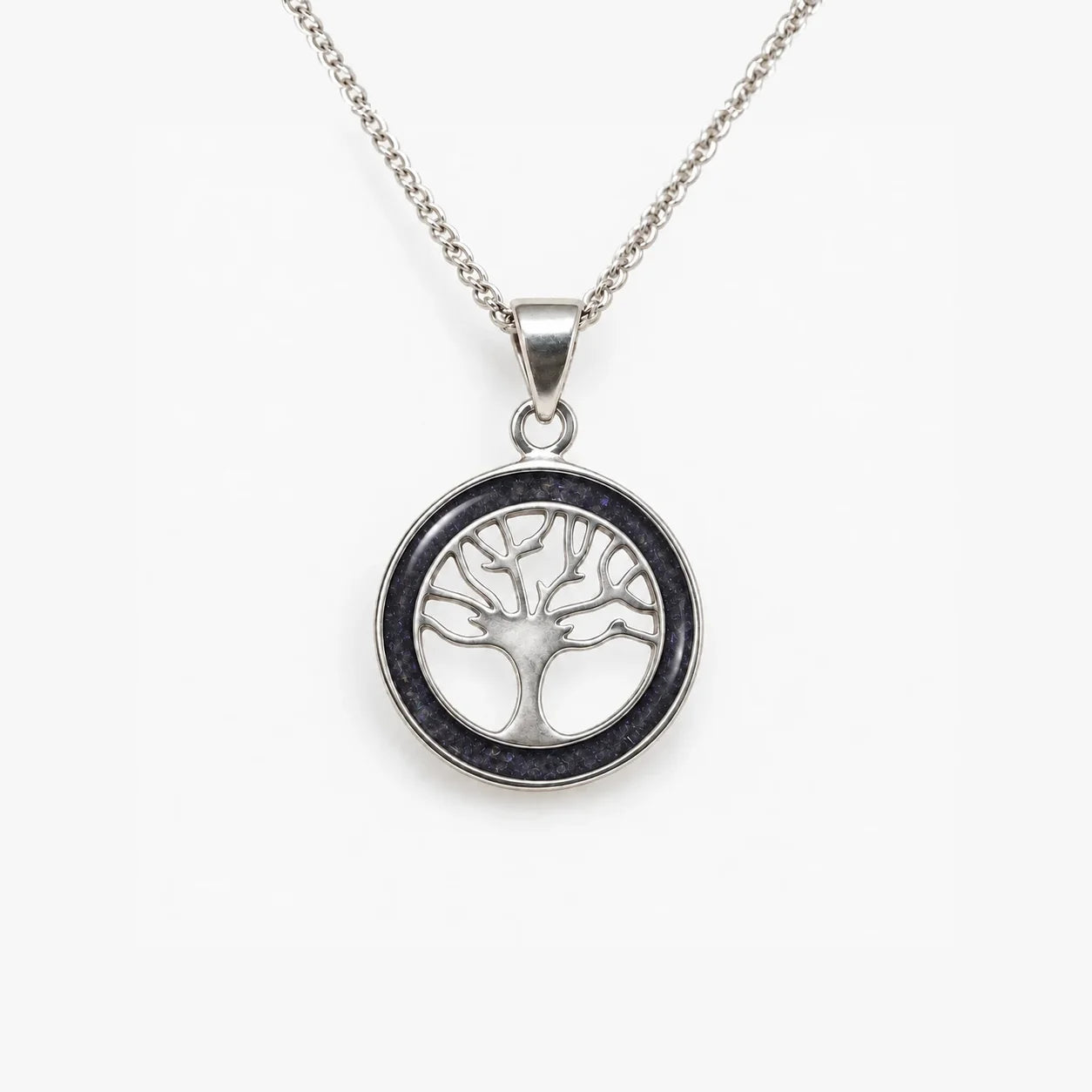 Tree of Life ashes necklace in Midnight, ashes hidden