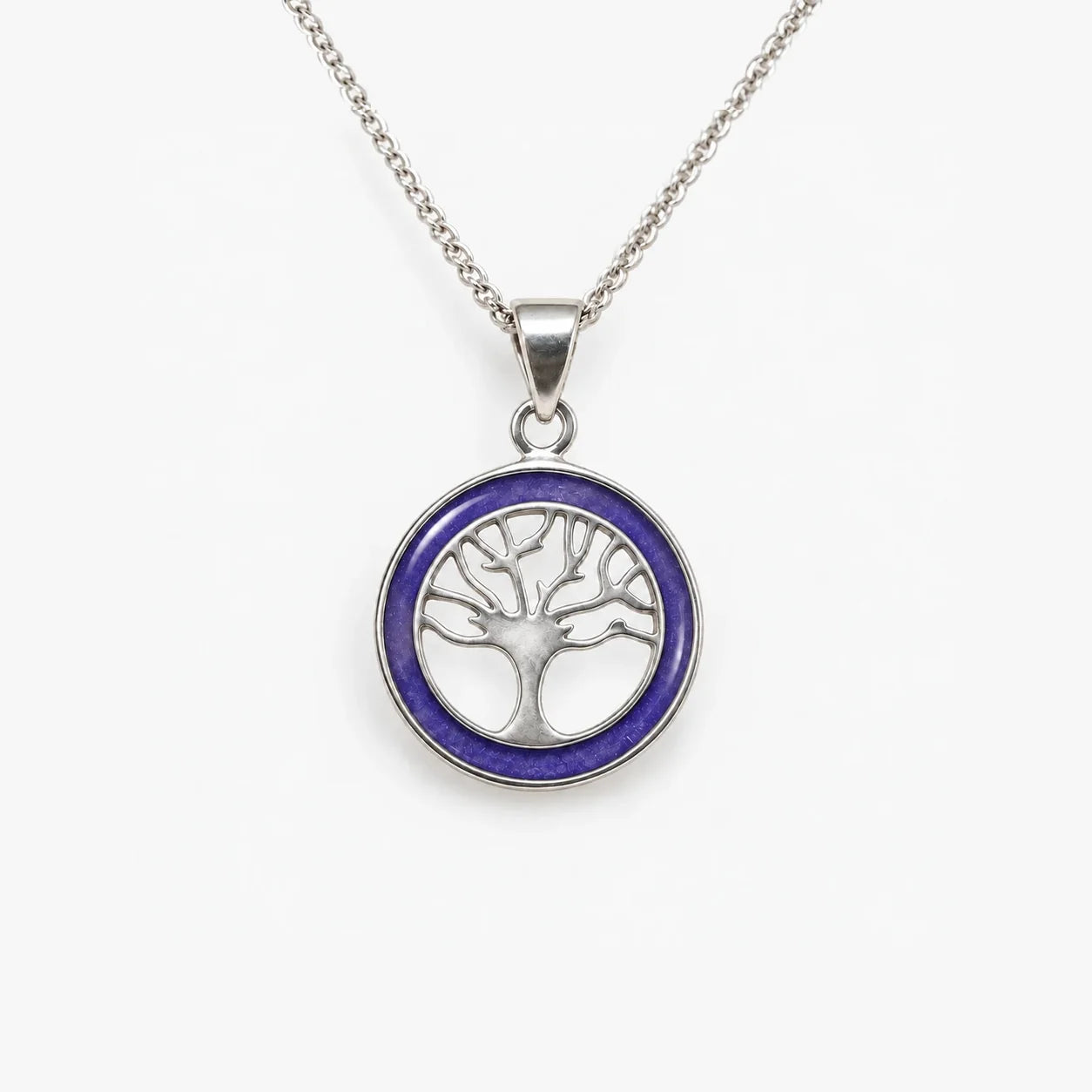 Tree of Life ashes necklace in Purple, ashes hidden