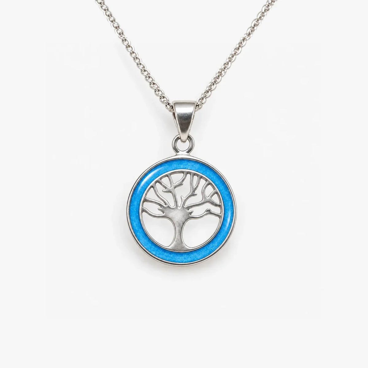 Tree of Life ashes necklace in Sky Blue
