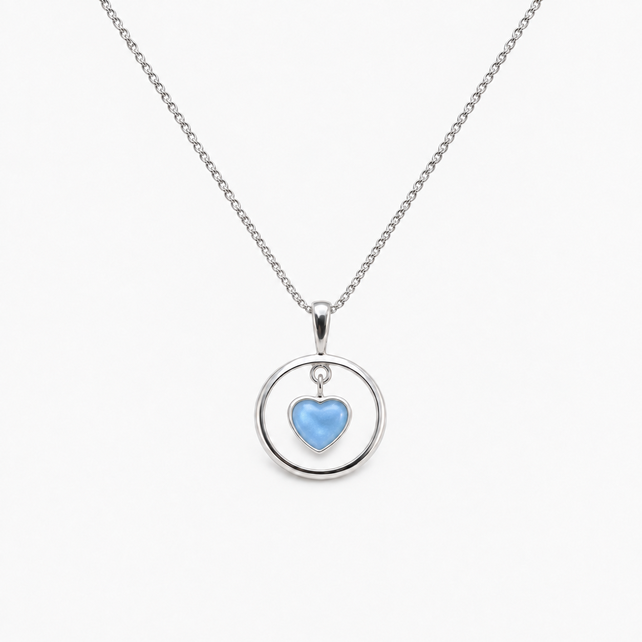 Floating Heart Ashes Necklace — Sky Blue, hidden ashes