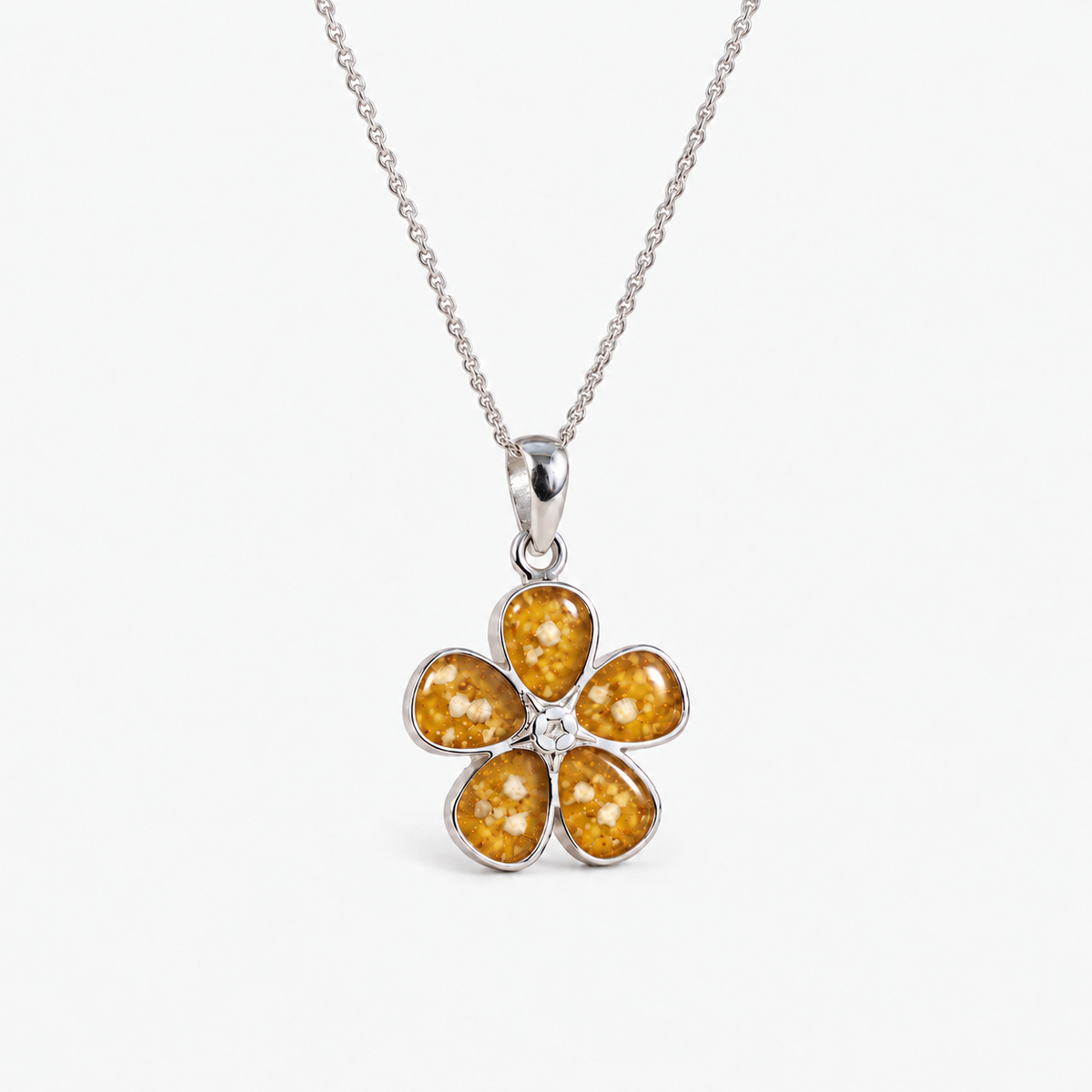 Forget-Me-Not Ashes Necklace – amber – ashes visible