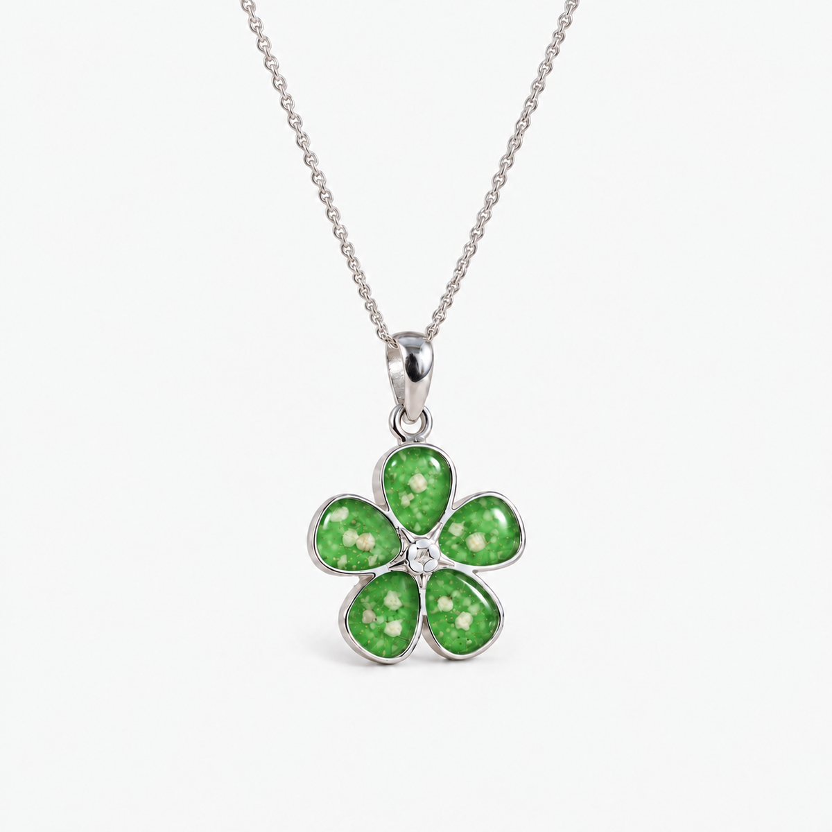 Forget-Me-Not Ashes Necklace – apple green – ashes visible