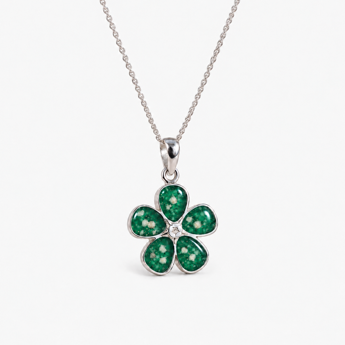 Forget-Me-Not Ashes Necklace – emerald – ashes visible