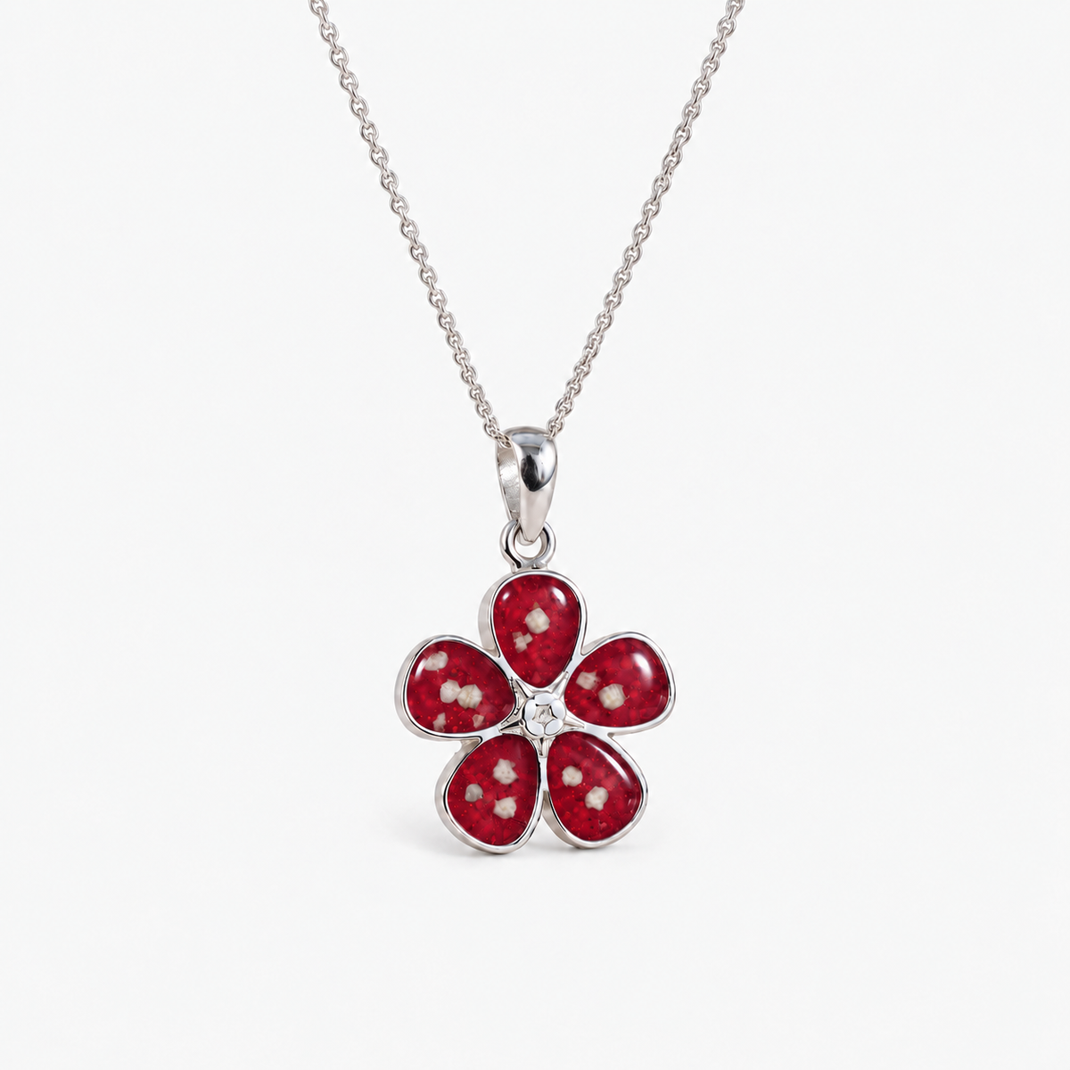 Forget-Me-Not Ashes Necklace – ruby red – ashes visible