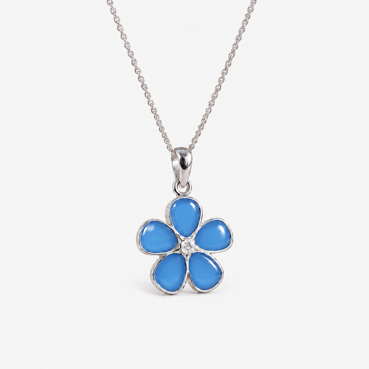 Forget-Me-Not Ashes Necklace in Sky Blue with hidden inclusions