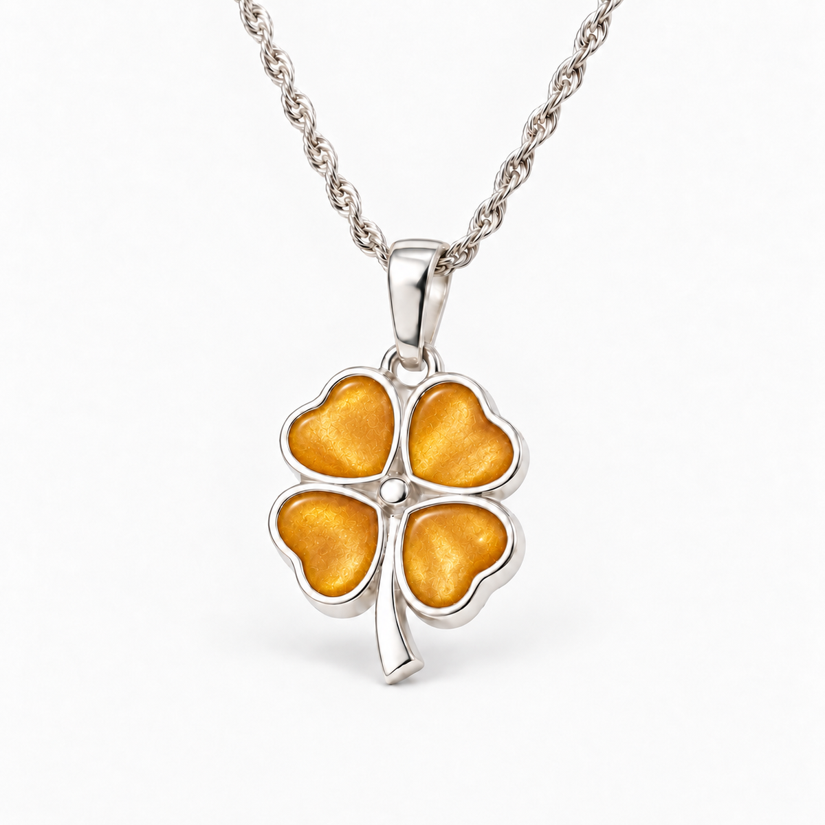 four leaf clover ashes necklace — Amber, hidden ashes