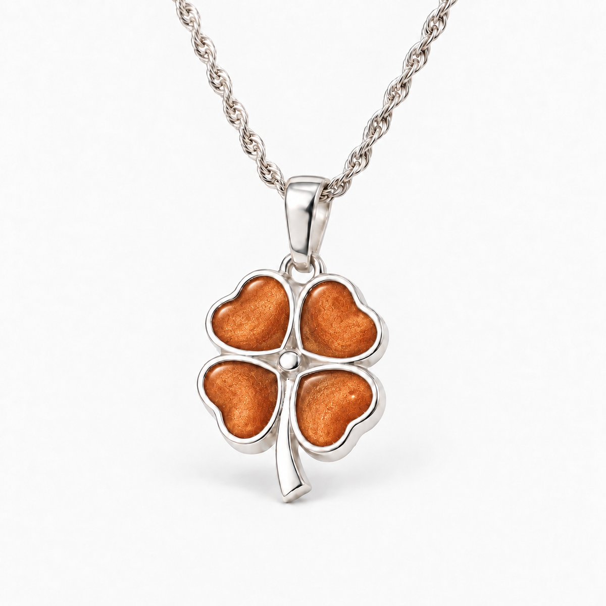 four leaf clover ashes necklace — Copper, hidden ashes