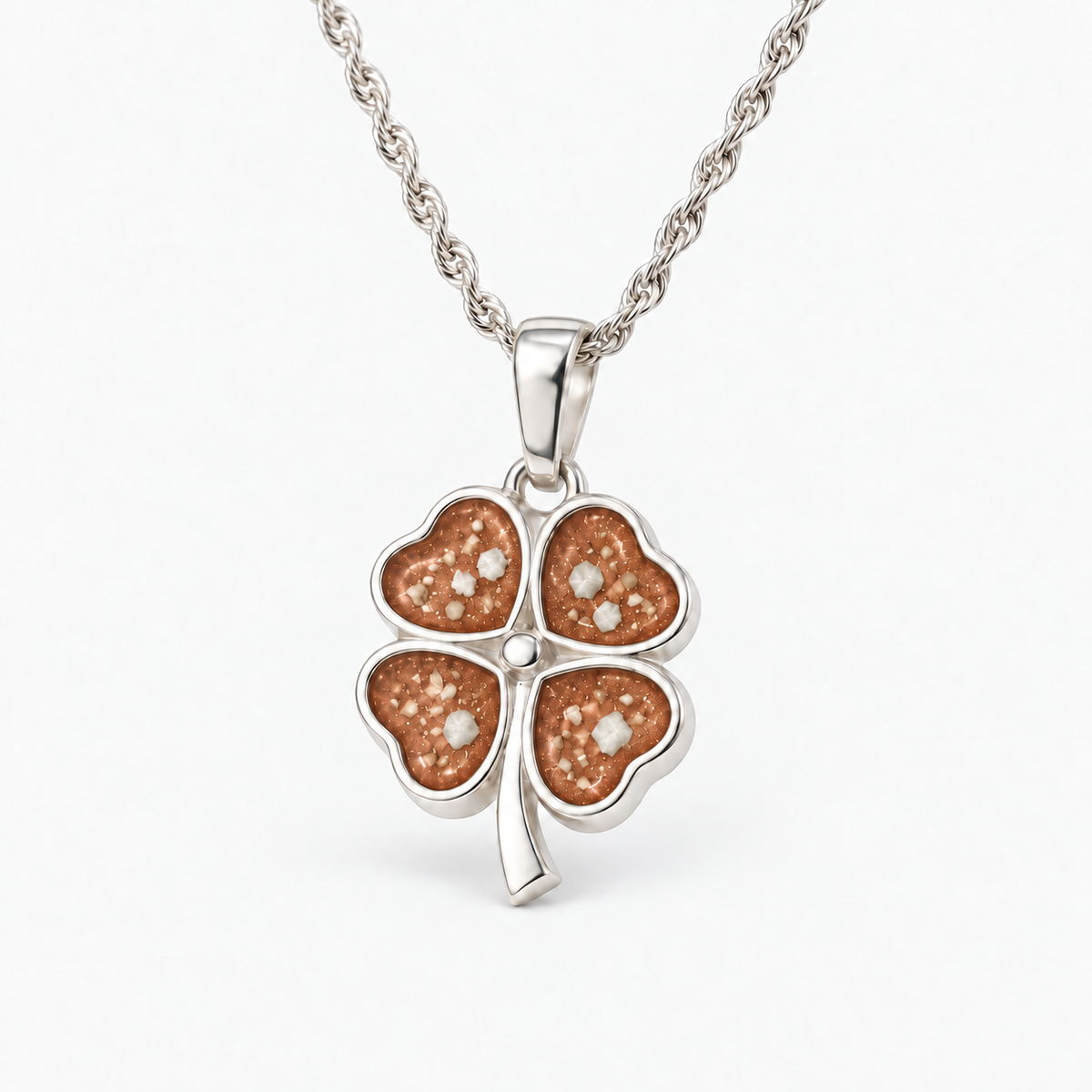 four leaf clover ashes necklace — Copper, visible ashes