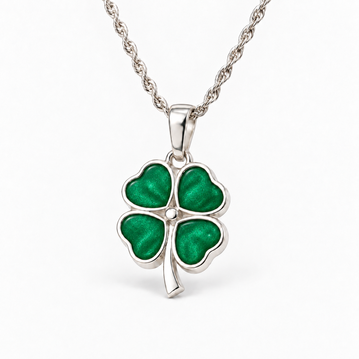 Four Leaf Clover Ashes Necklace — Emerald, hidden ashes