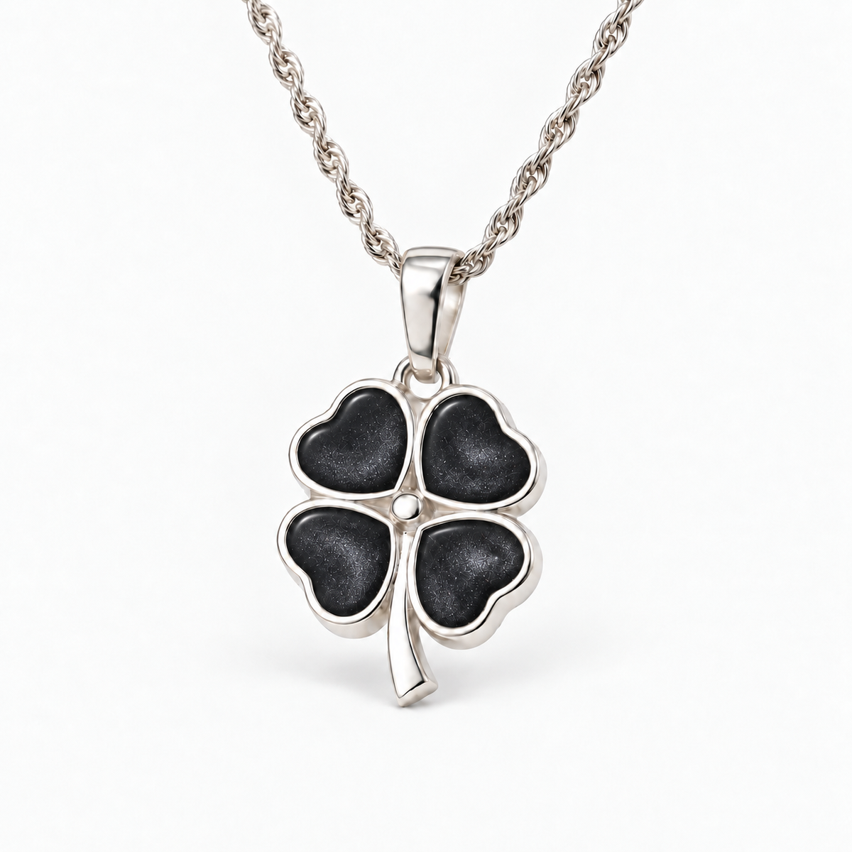 four leaf clover ashes necklace — Midnight, hidden ashes