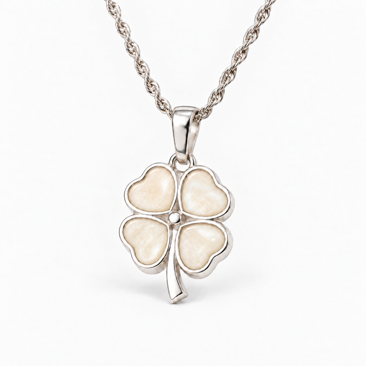 four leaf clover ashes necklace — Pearl, hidden ashes