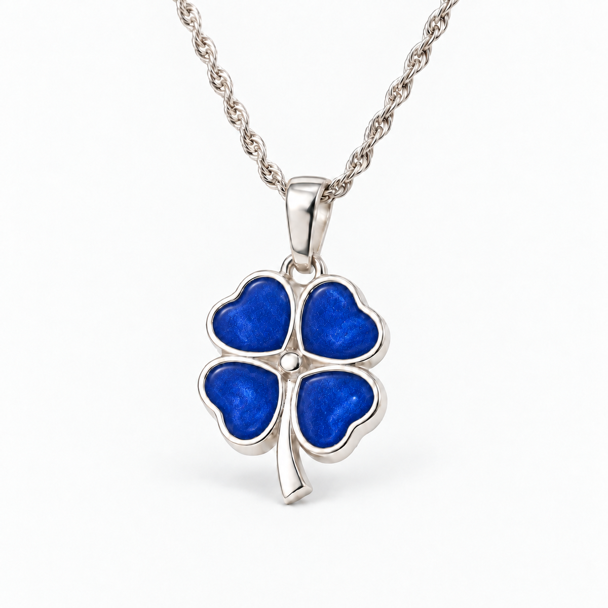 four leaf clover ashes necklace — Sapphire, hidden ashes