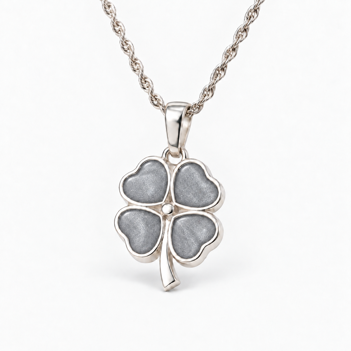 four leaf clover ashes necklace — Silver, hidden ashes