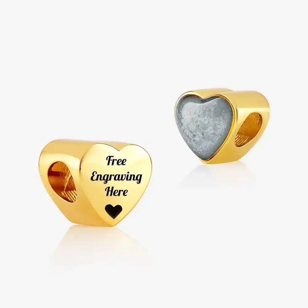 Gold Engraved ashes heart charm | Ashes Charms | Featherlings UK