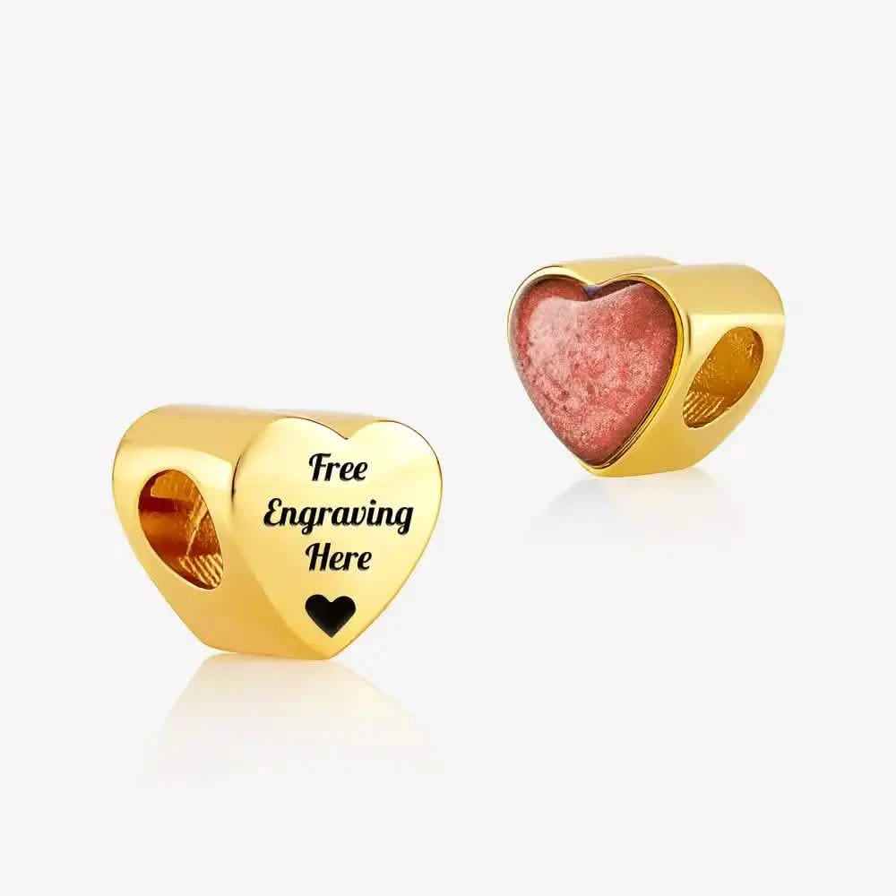 Gold Engraved ashes heart charm | Ashes Charms | Featherlings UK