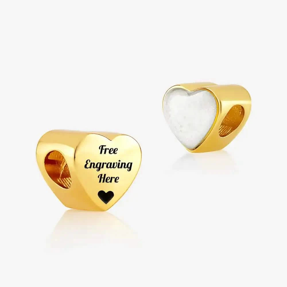 Gold Engraved ashes heart charm | Ashes Charms | Featherlings UK