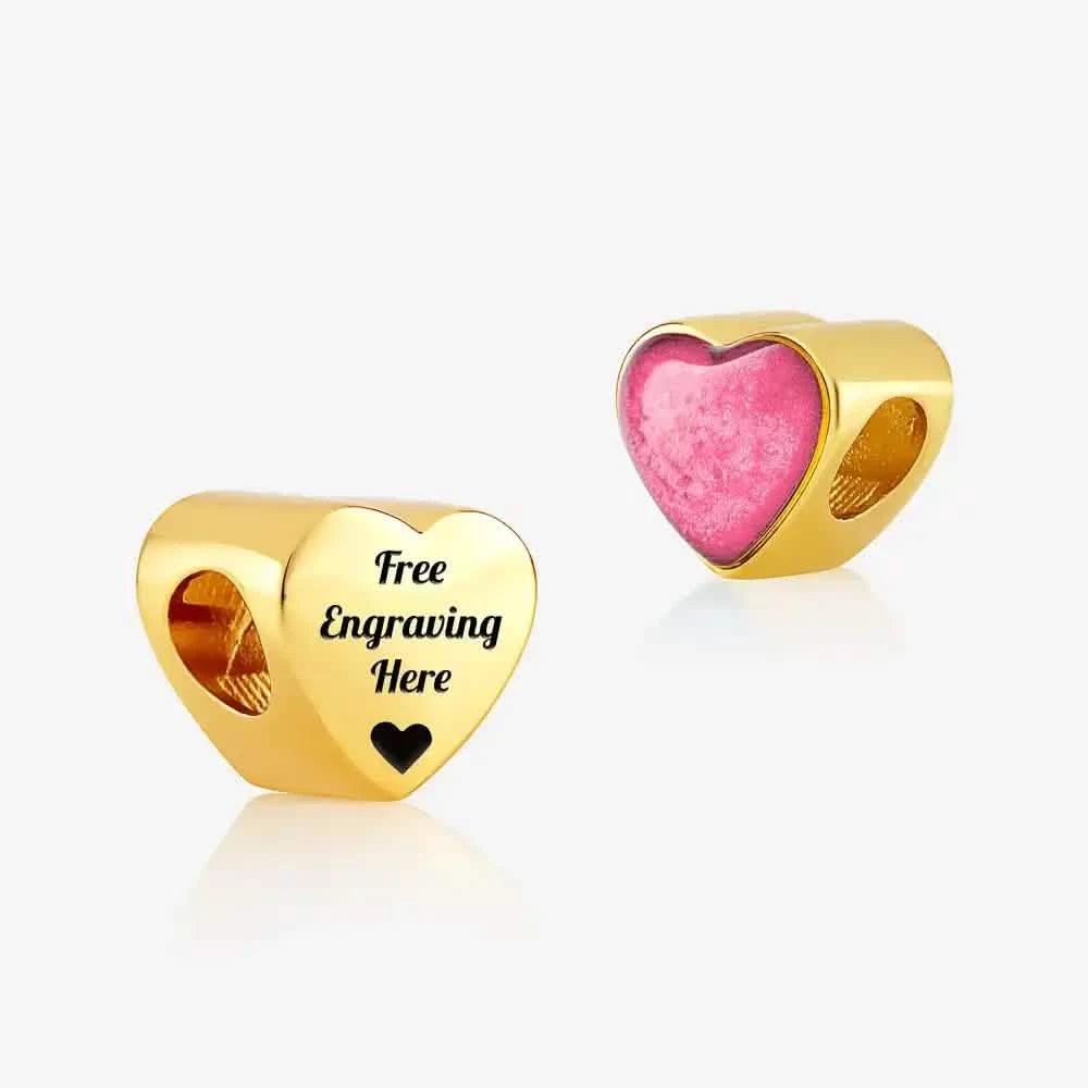 Gold Engraved ashes heart charm | Ashes Charms | Featherlings UK