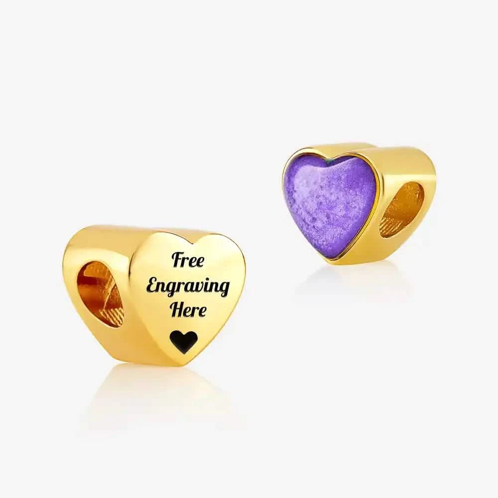Gold Engraved ashes heart charm | Ashes Charms | Featherlings UK