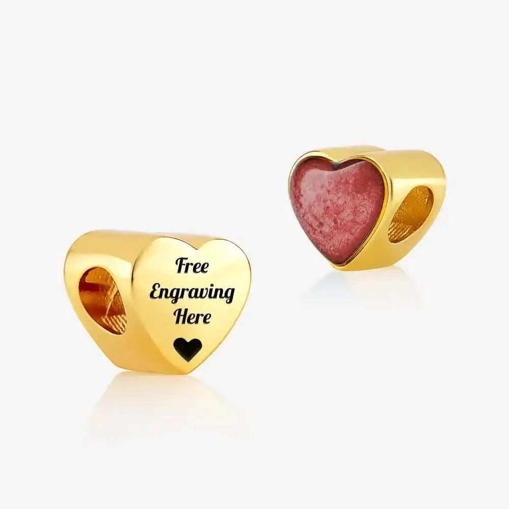Gold Engraved ashes heart charm | Ashes Charms | Featherlings UK