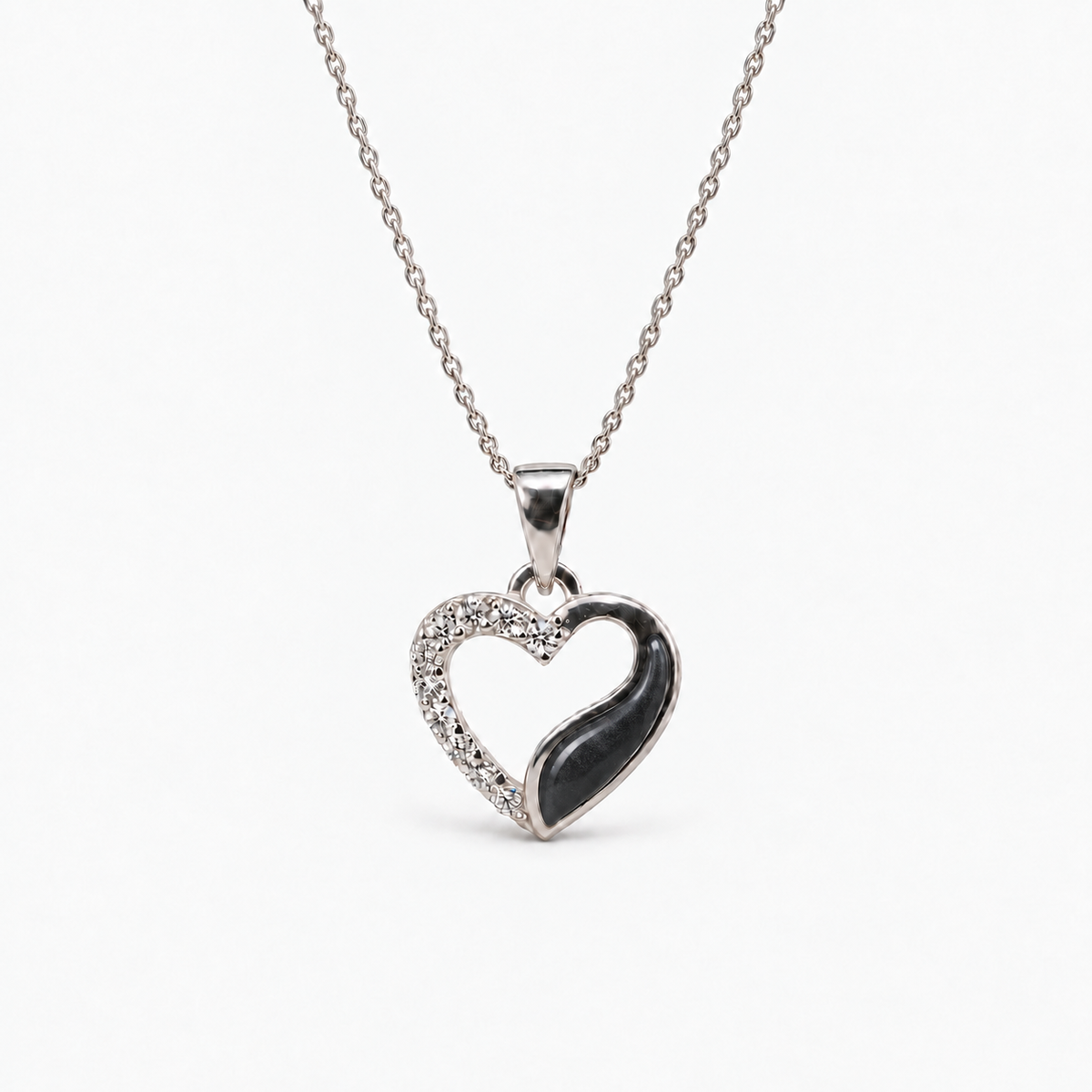 Crystal Sweep Heart Ashes Necklace – midnight – ashes hidden