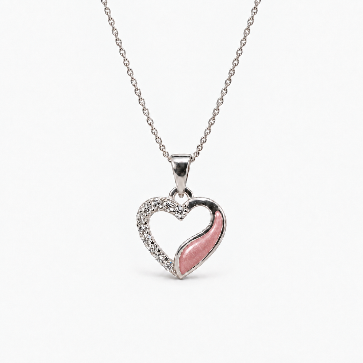 Crystal Sweep Heart Ashes Necklace – pink – ashes hidden