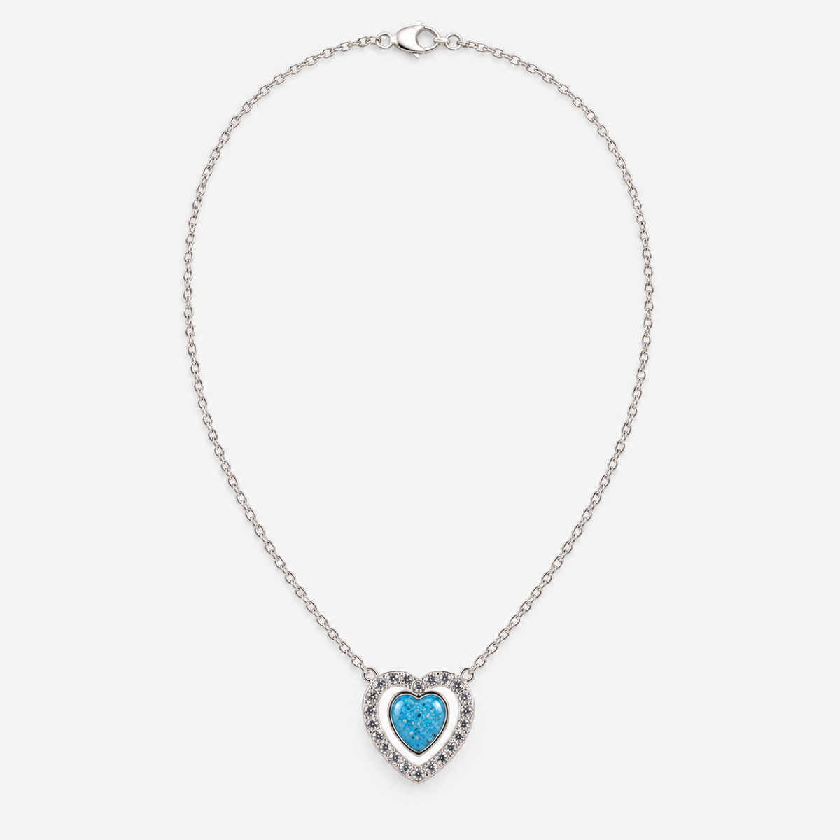 Heart Halo Ashes Necklace with the complete silver chain