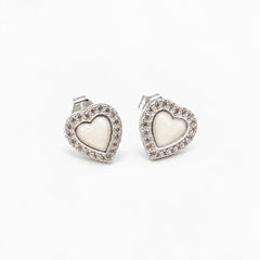 Heart Halo Breast Milk Earrings in sterling silver with natural milk resin — illustrative preview