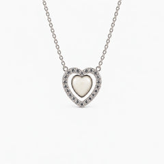 Heart Halo Breast Milk Necklace in sterling silver with natural milk resin — illustrative preview