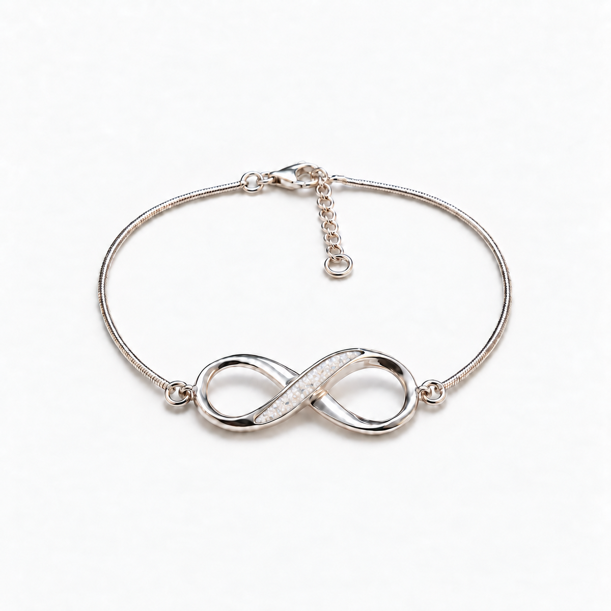 Infinity Ashes Bracelet — pearl with visible inclusions, illustrative preview