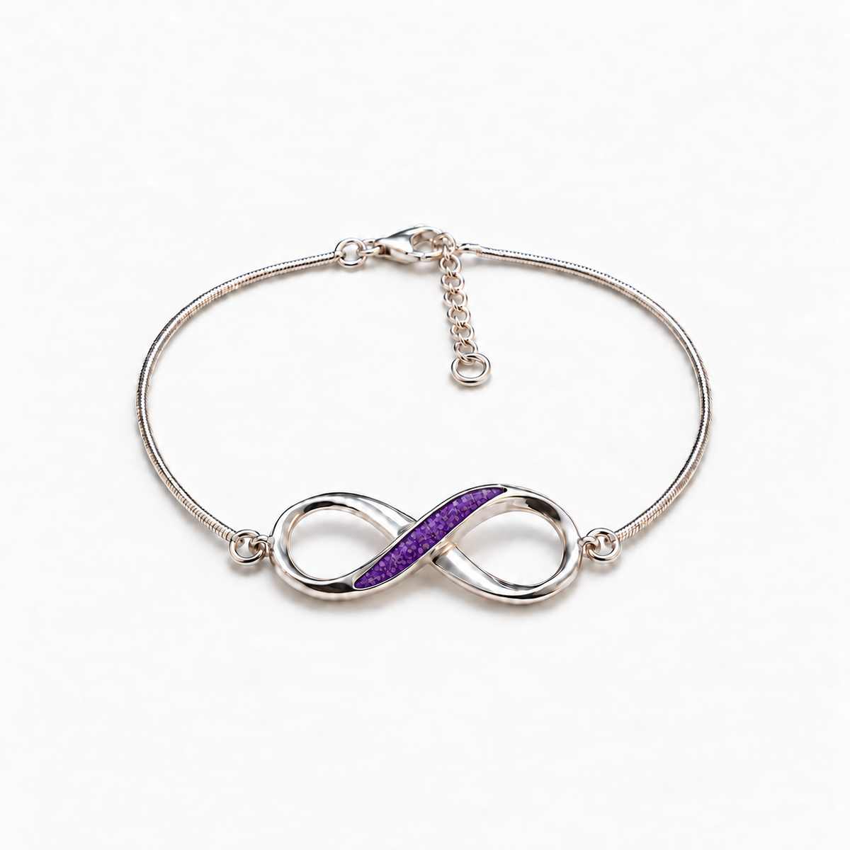 Infinity Ashes Bracelet — purple with visible inclusions, illustrative preview