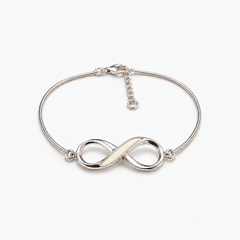 Infinity Breast Milk Bracelet in sterling silver with natural ivory resin — illustrative preview