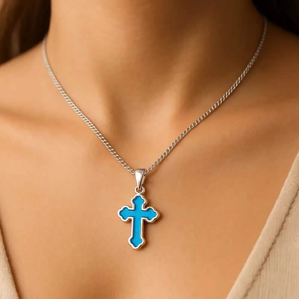 Small Cross Ashes Necklace | Ashes Pendant | Featherlings UK