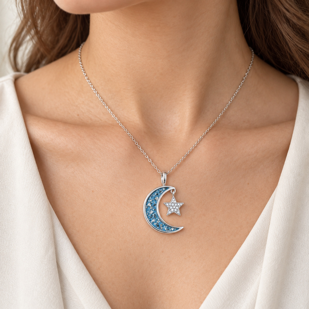Moon and Star Ashes Necklace — lifestyle