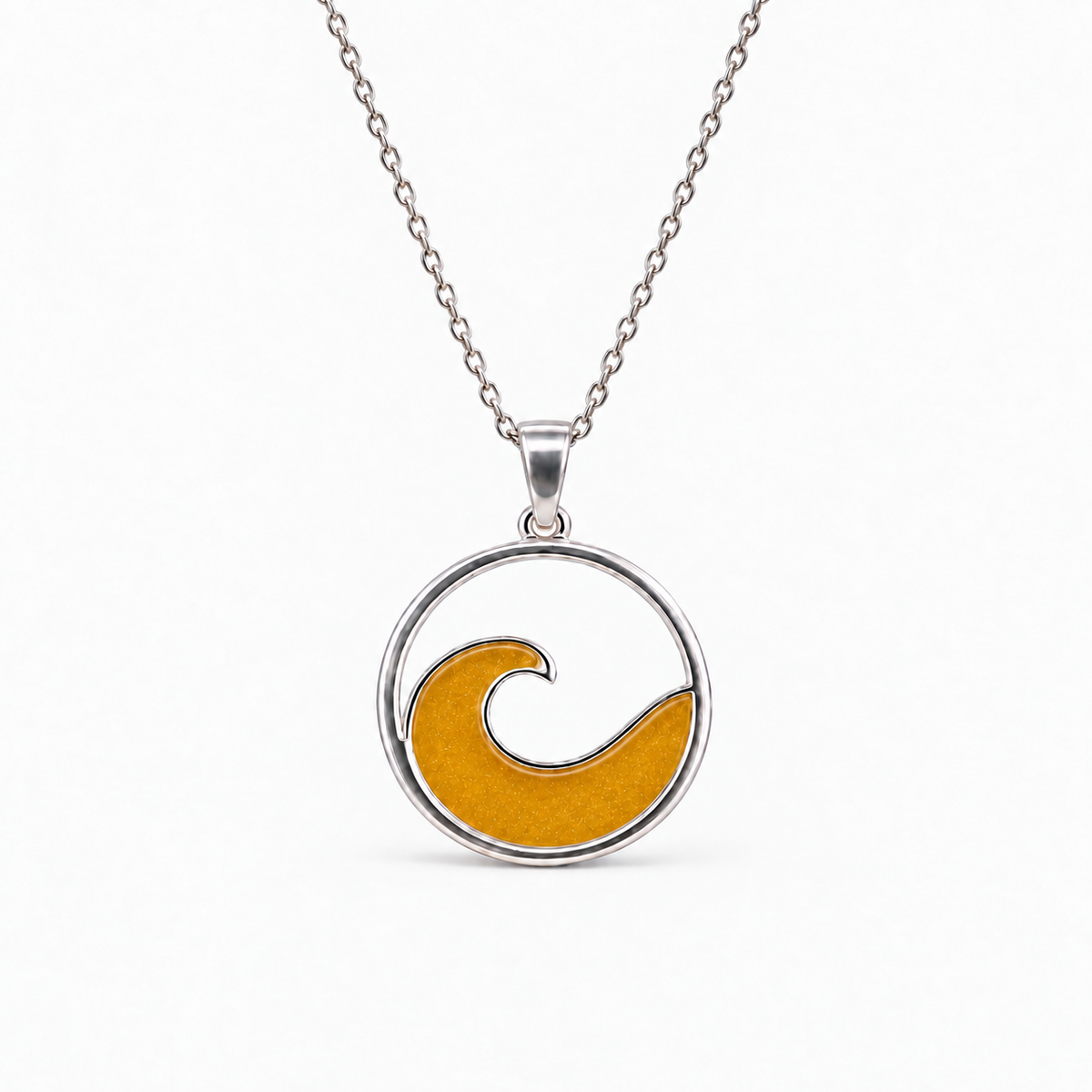 Ocean Wave Ashes Necklace — Amber, hidden ashes