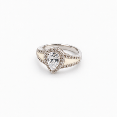Pear CZ Breast Milk Ring with natural ivory resin