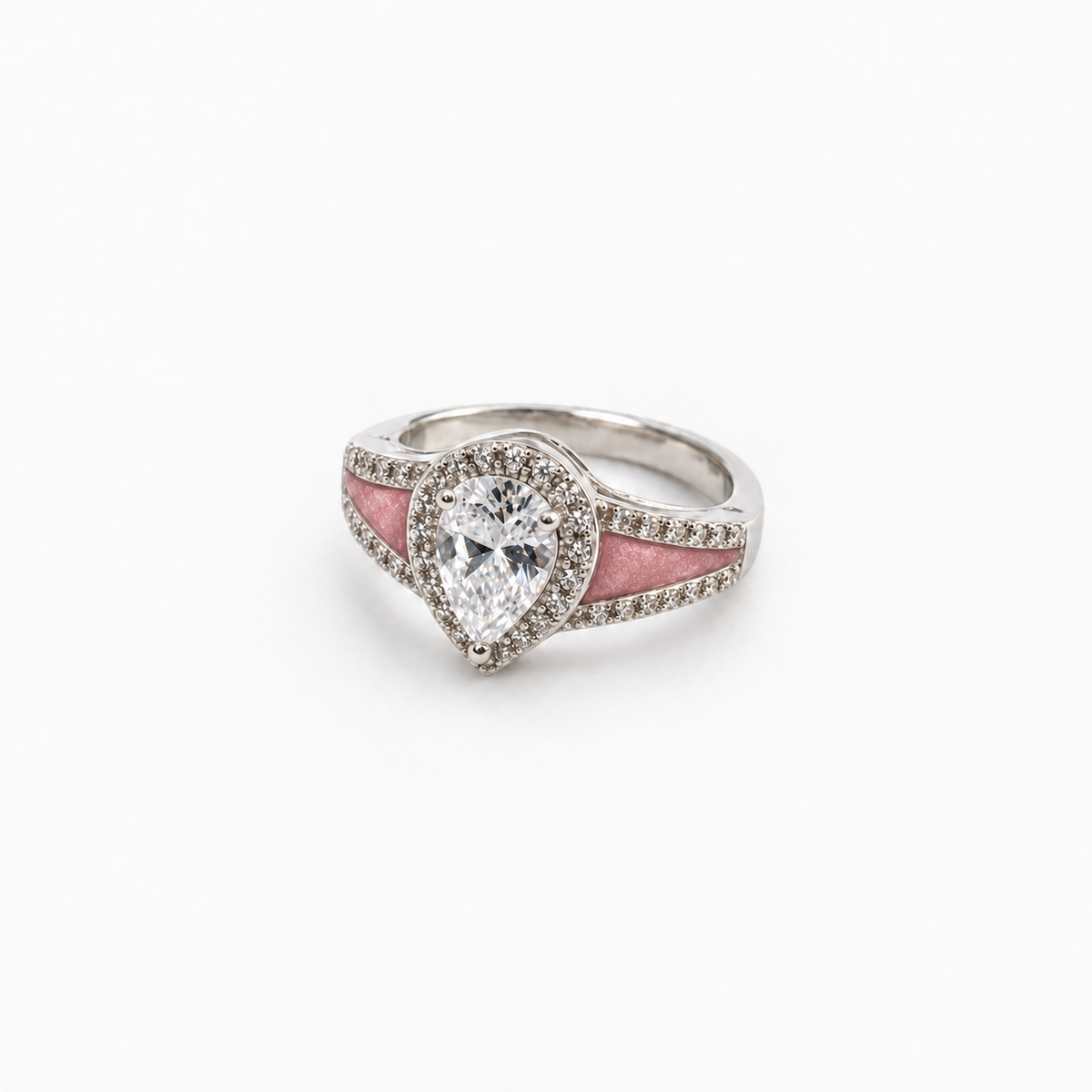 Pear CZ Ashes Ring in Pink with hidden ashes