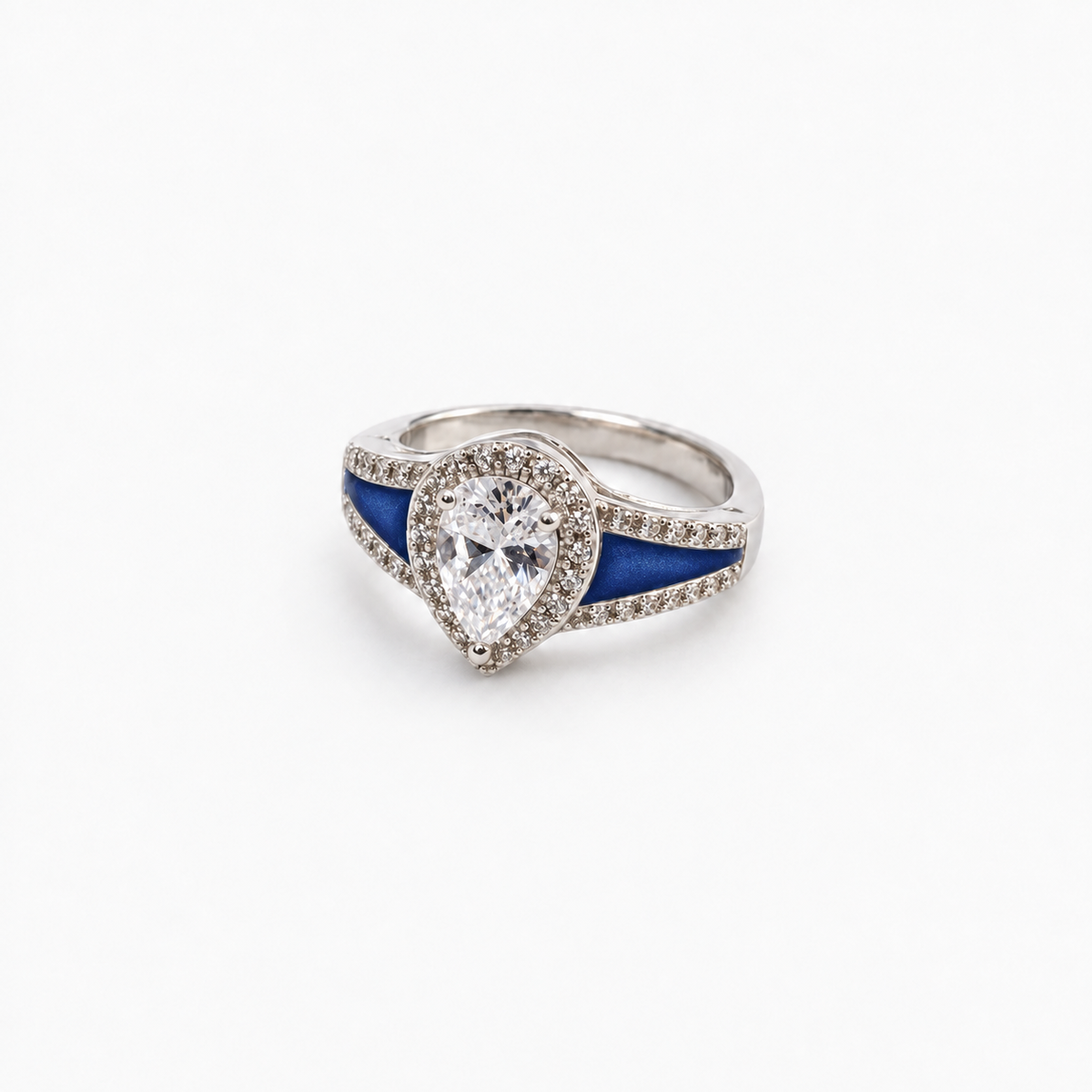 Pear CZ Ashes Ring in Sapphire with hidden ashes