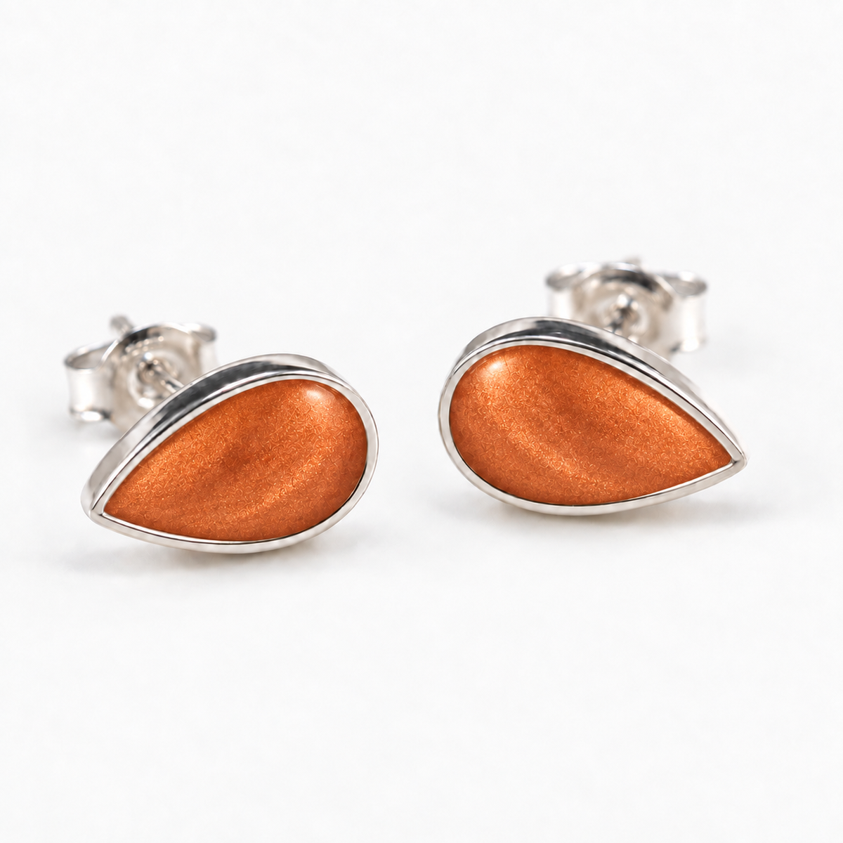 pear stud ashes earrings — Copper, hidden ashes