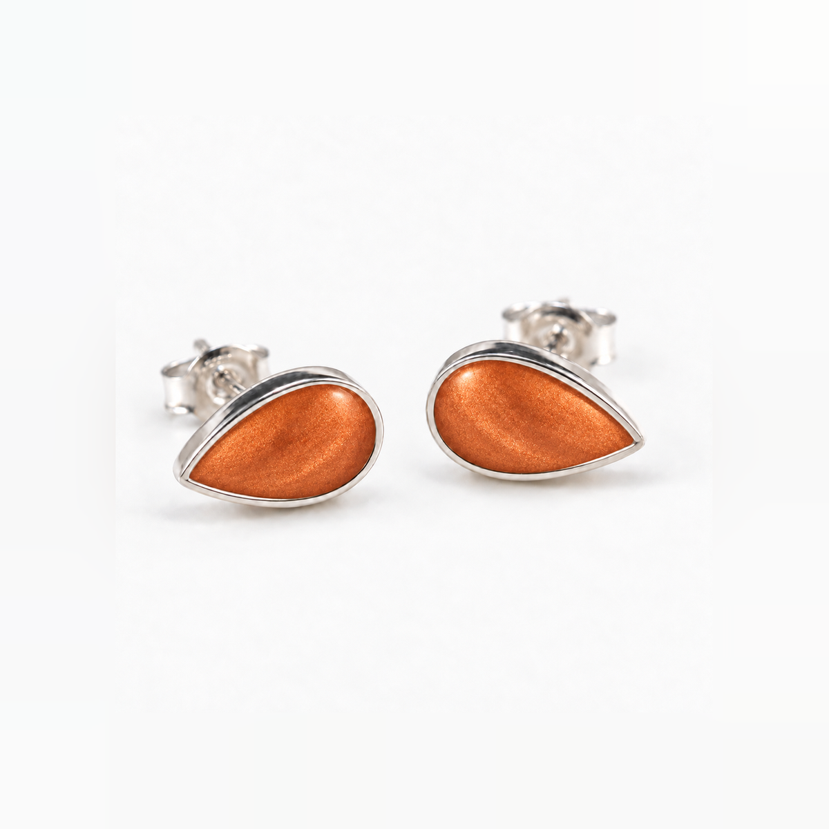 pear stud ashes earrings — Copper, hidden ashes