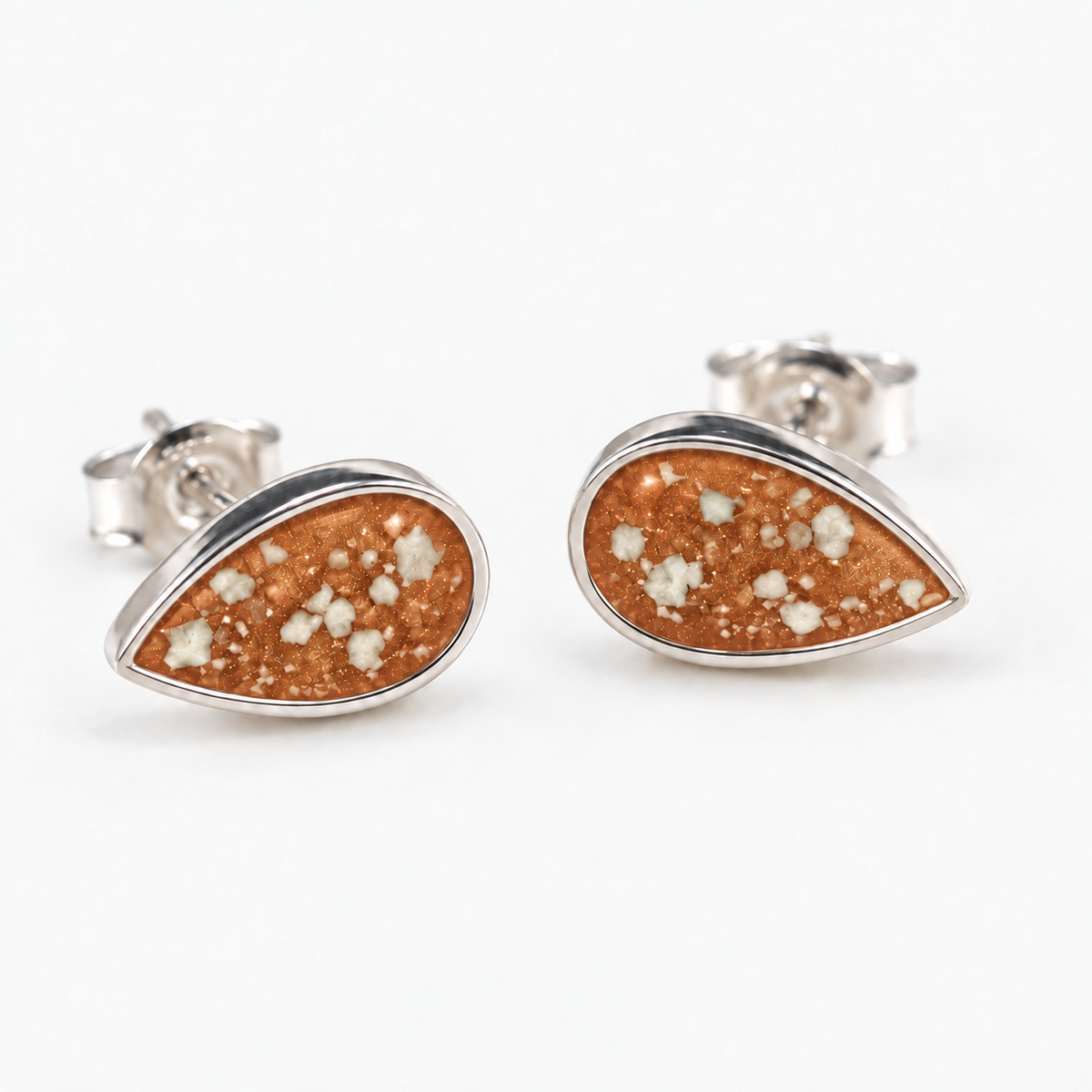 pear stud ashes earrings — Copper, visible ashes