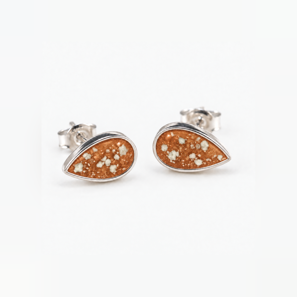 pear stud ashes earrings — Copper, visible ashes