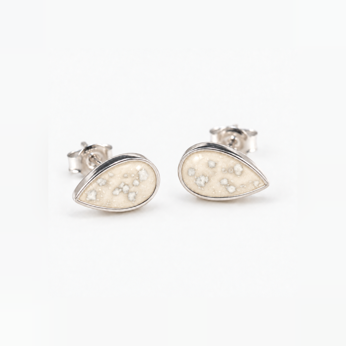 pear stud ashes earrings — Pearl, visible ashes
