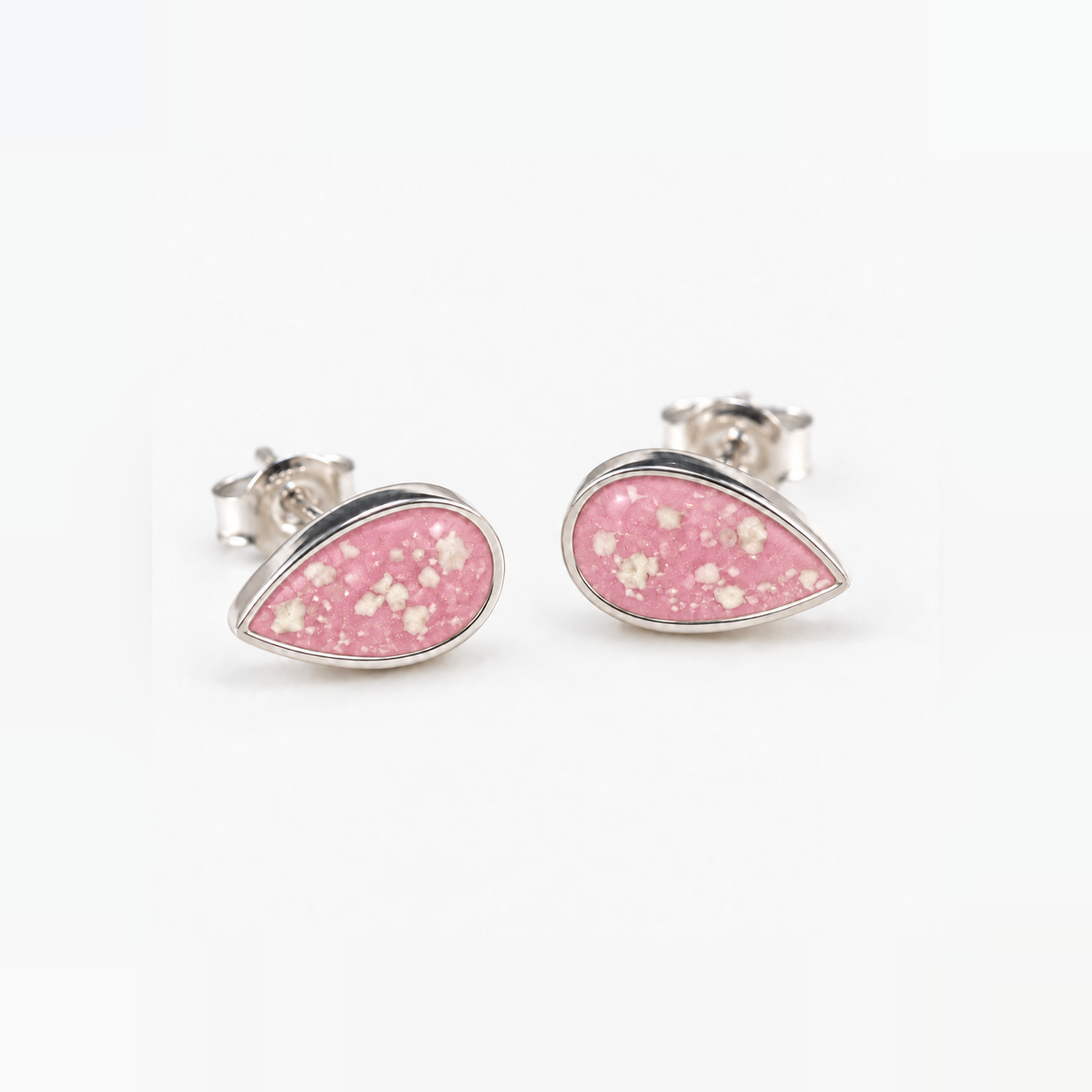 pear stud ashes earrings — Pink, visible ashes