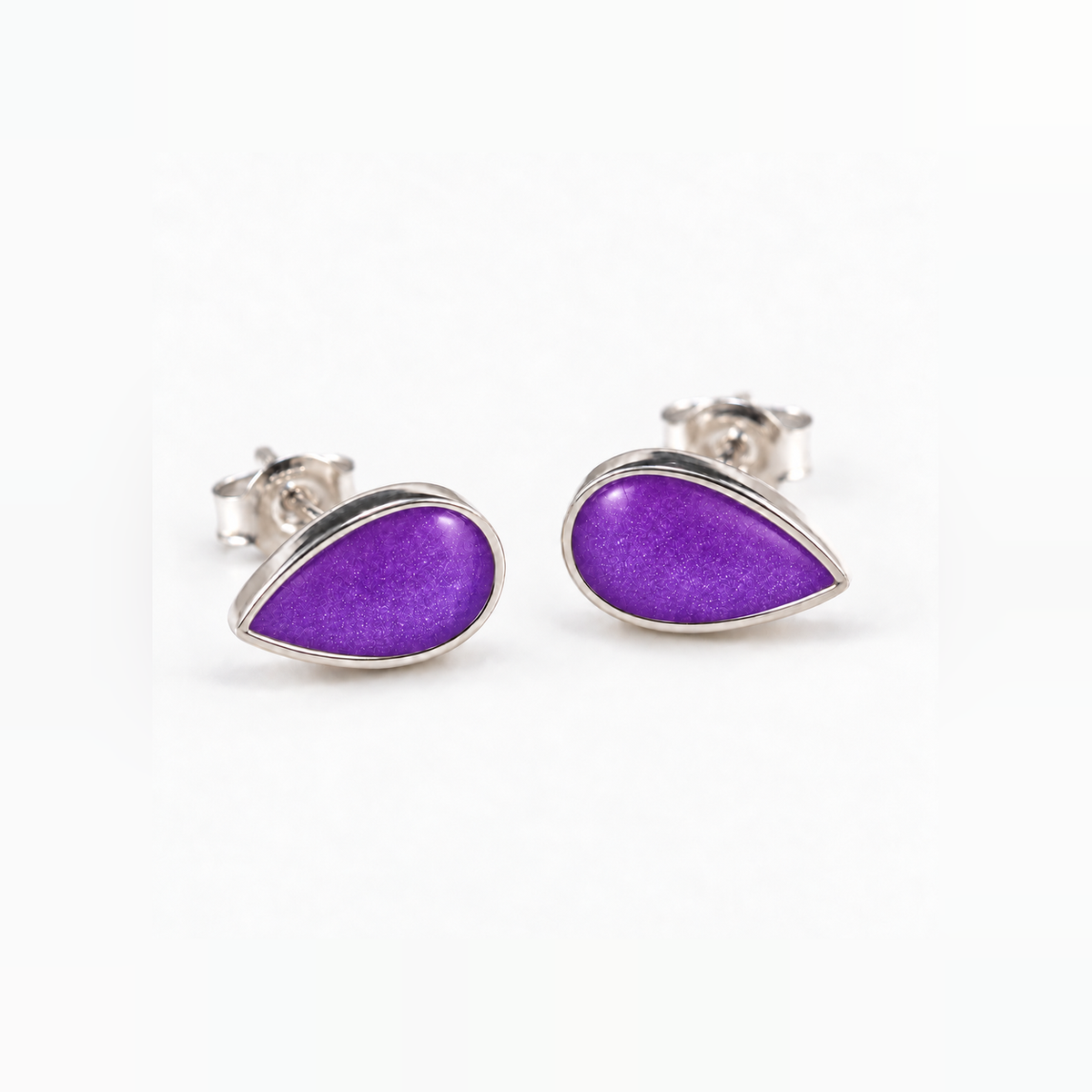 pear stud ashes earrings — Purple, hidden ashes