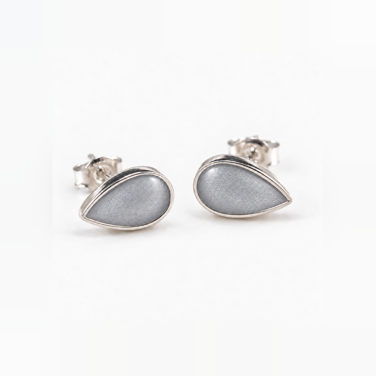 pear stud ashes earrings — Silver, hidden ashes