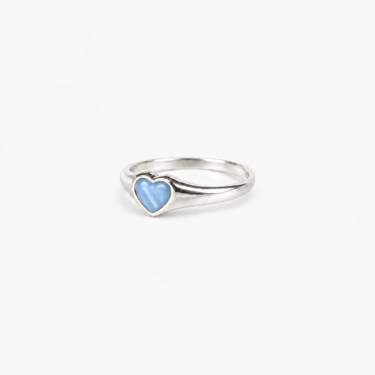 Petite Heart Ashes Ring — Sky Blue, hidden ashes