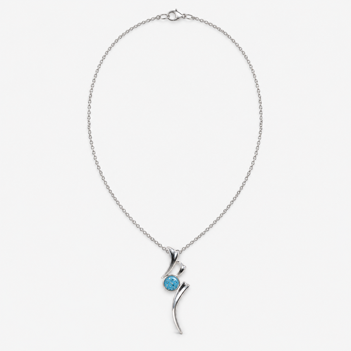 Ribbon Ashes Necklace with the complete silver chain