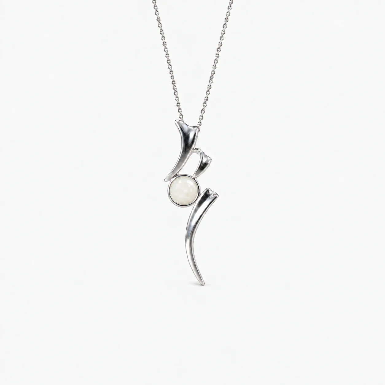 Ribbon Breast Milk Necklace in sterling silver with natural milk resin — illustrative preview