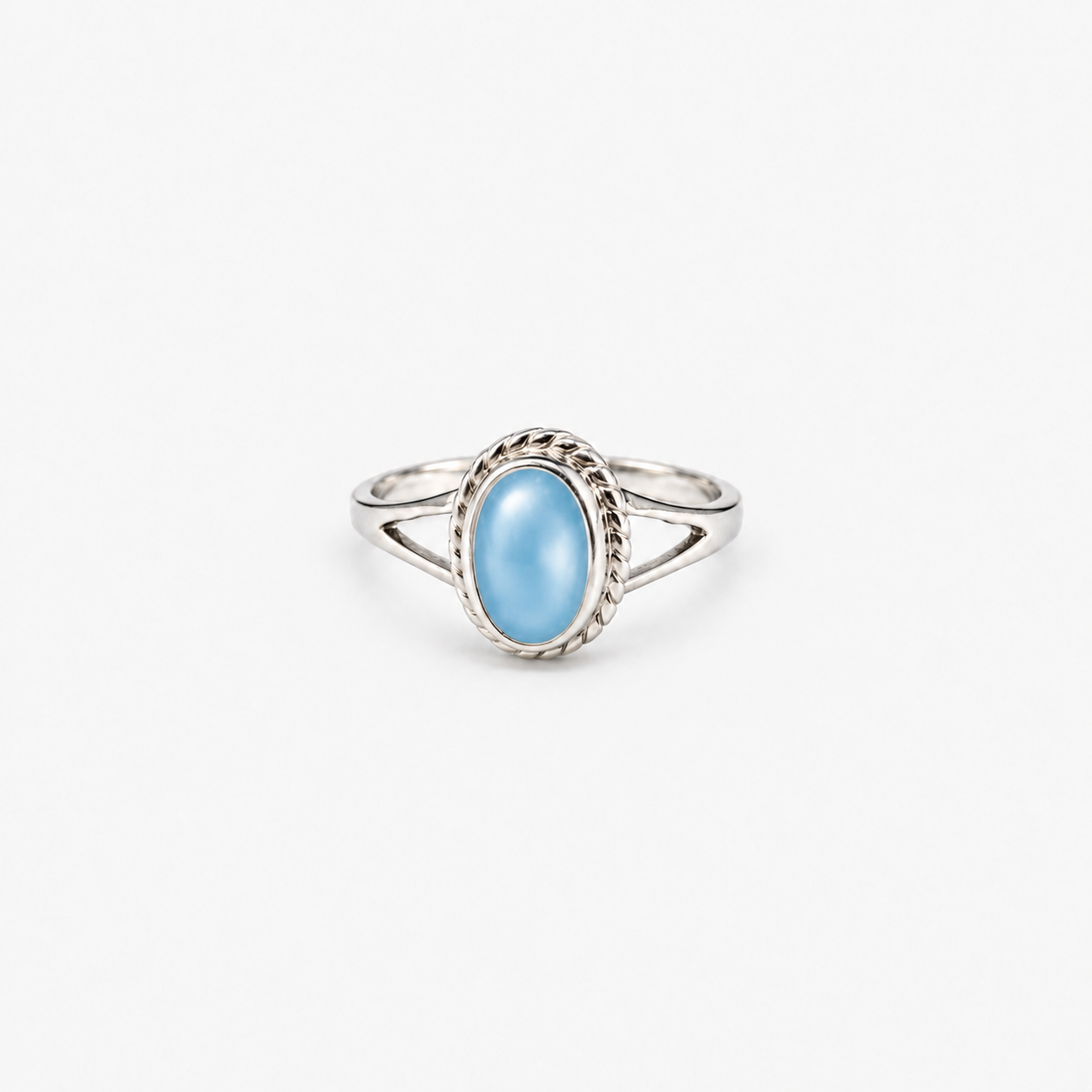 Rope Oval Ashes Ring — Sky Blue, hidden ashes