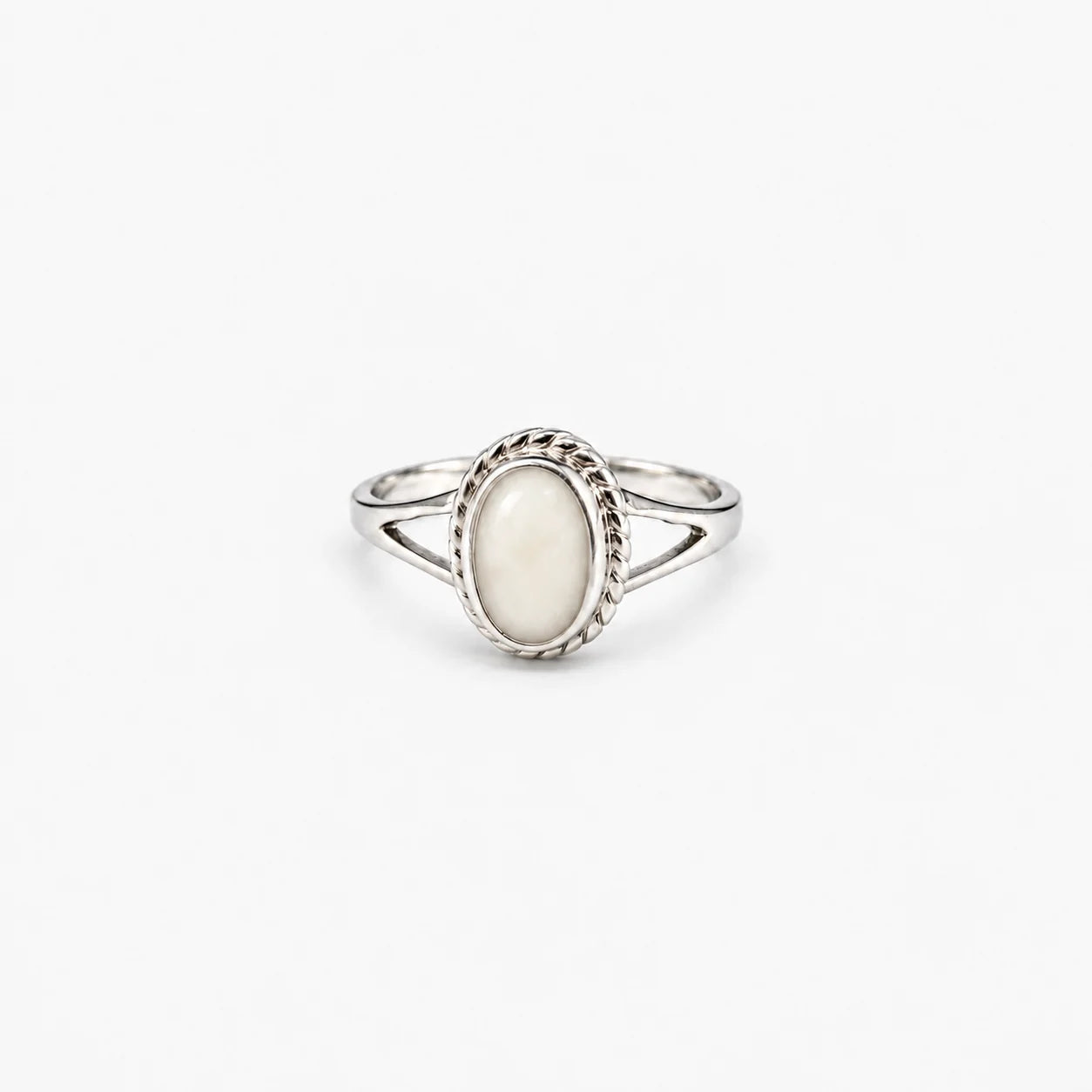 Rope Oval Breast Milk Ring in sterling silver with natural milk resin — illustrative preview